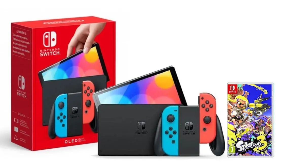 Konsola Nintendo Switch OLED Czerwono-niebieski + Splatoon 3