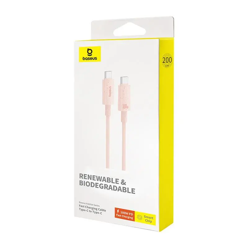 Kabel Baseus USB-C do USB-C Habitat Series 100W 2m Różowy