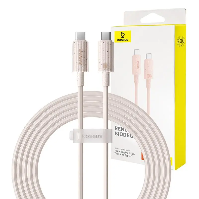 Kabel Baseus USB-C do USB-C Habitat Series 100W 2m Różowy