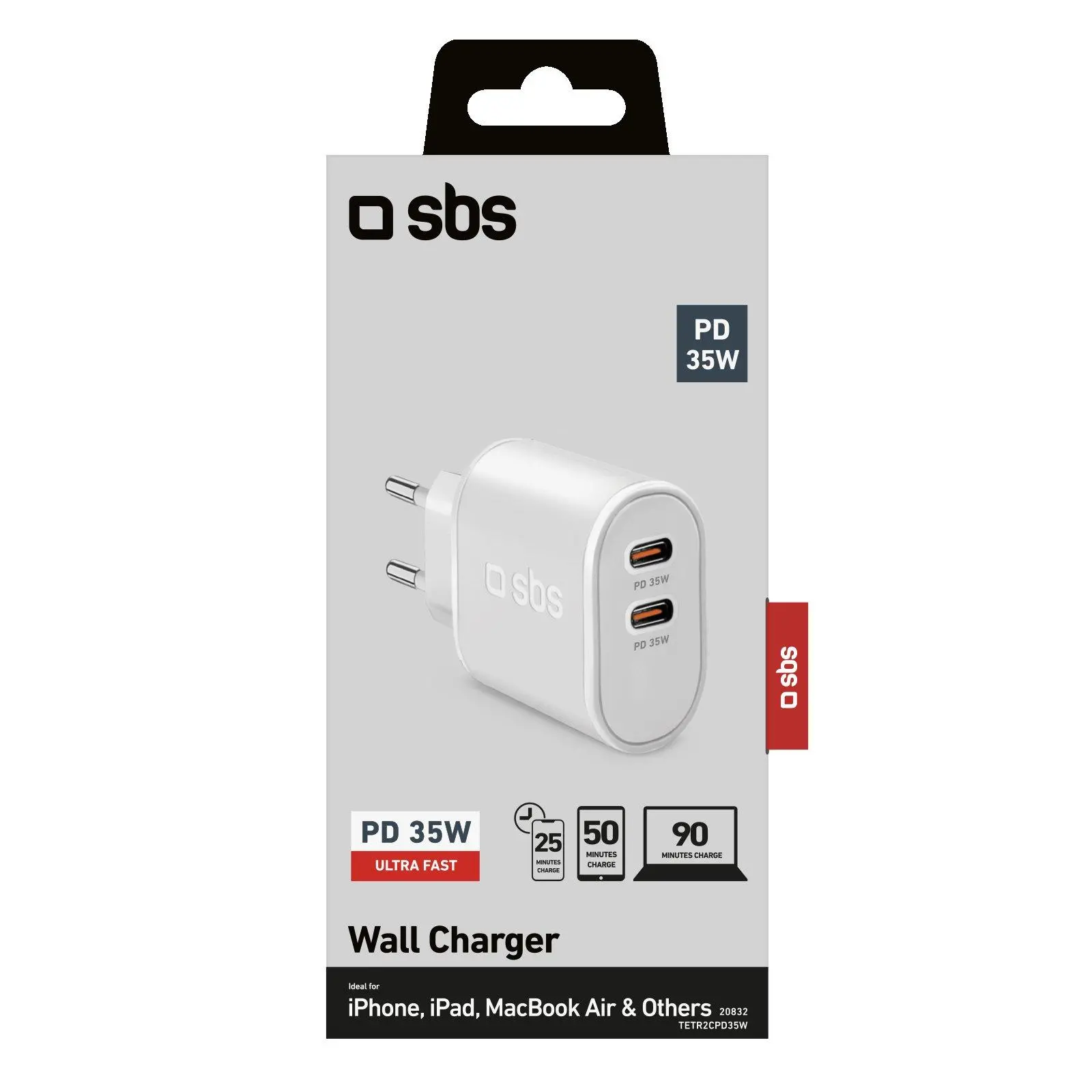 Ładowarka sieciowa SBS 2xUSB-C 35W Biały
