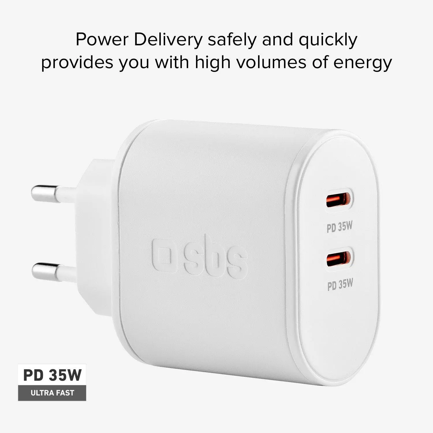 Ładowarka sieciowa SBS 2xUSB-C 35W Biały