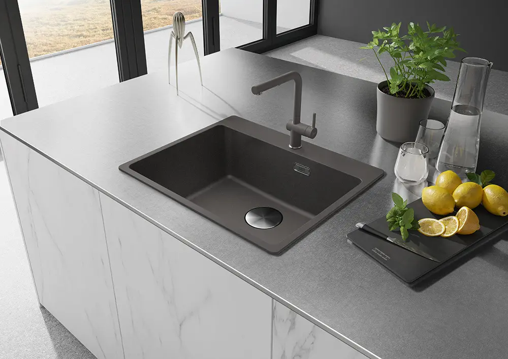 Bateria Franke Active Plus L Pull-Out Łupkowy szary Chrom
