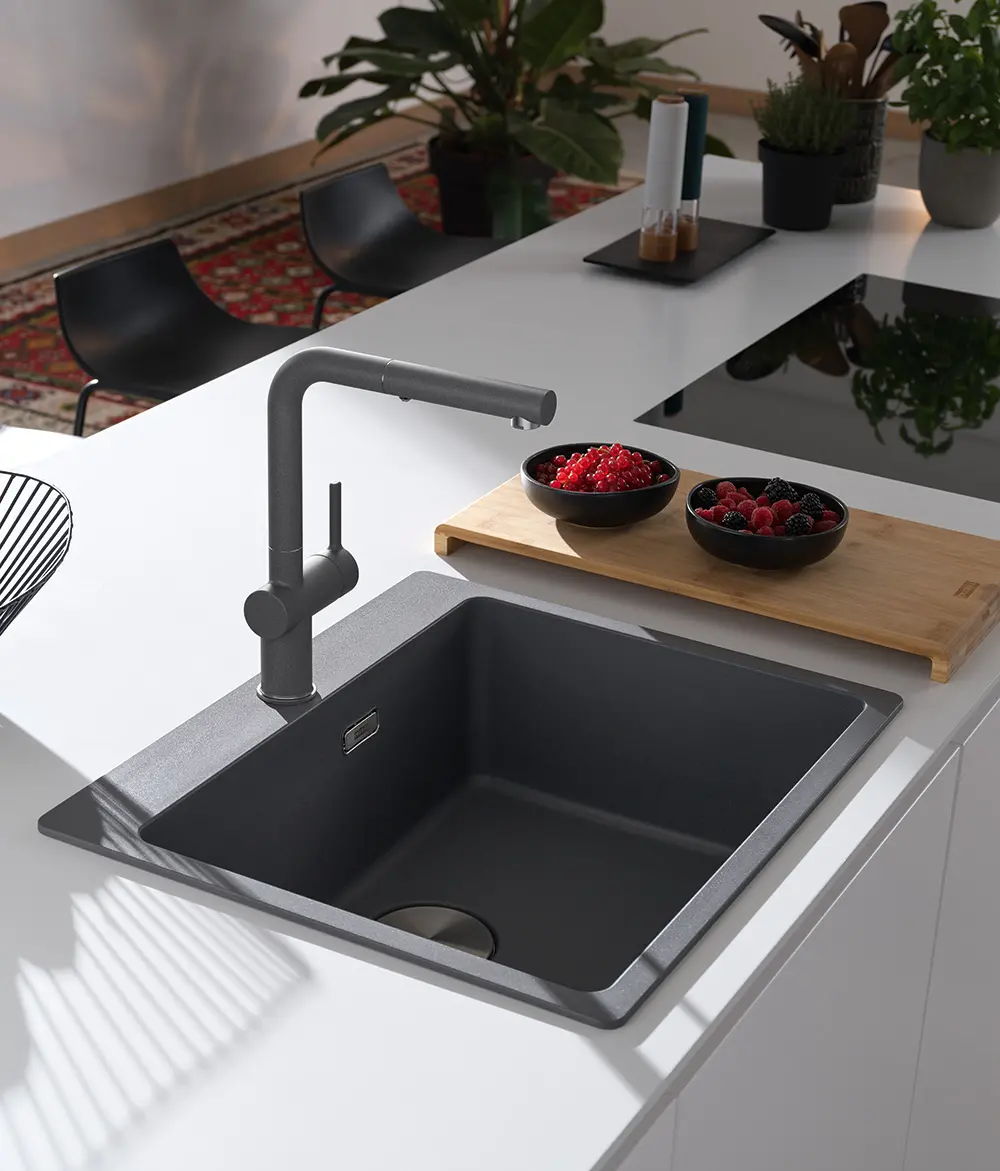 Bateria Franke Active Plus L Pull-Out Łupkowy szary Chrom