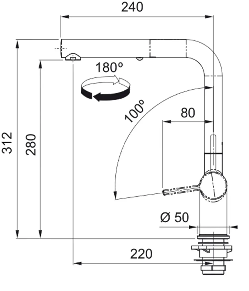 Bateria Franke Active Plus L Pull-Out Łupkowy szary Chrom