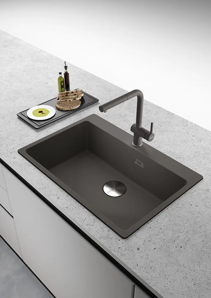 Bateria Franke Active Plus L Pull-Out Łupkowy szary Chrom
