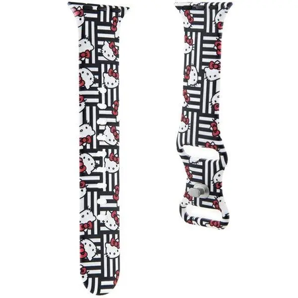 Pasek Hello Kitty do Watch 38/40/41mm strap Silicone Heads & Stripes Czarny