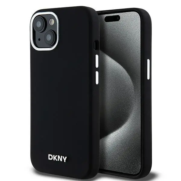 Etui DKNY Hardcase Liquid Silicone Small Metal Logo MagSafe do iPhone 15 Plus Czarny