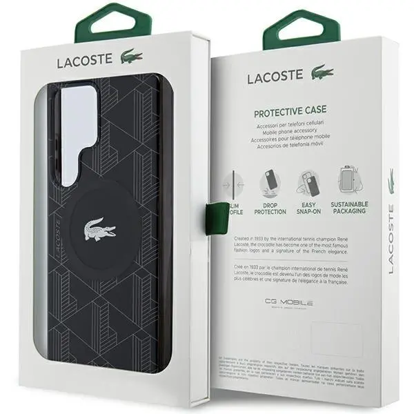 Etui Lacoste LCHMS24LUBSK Hardcase IML Blend Monogram MagSafe do Samsung Galaxy S24 Ultra Czarny