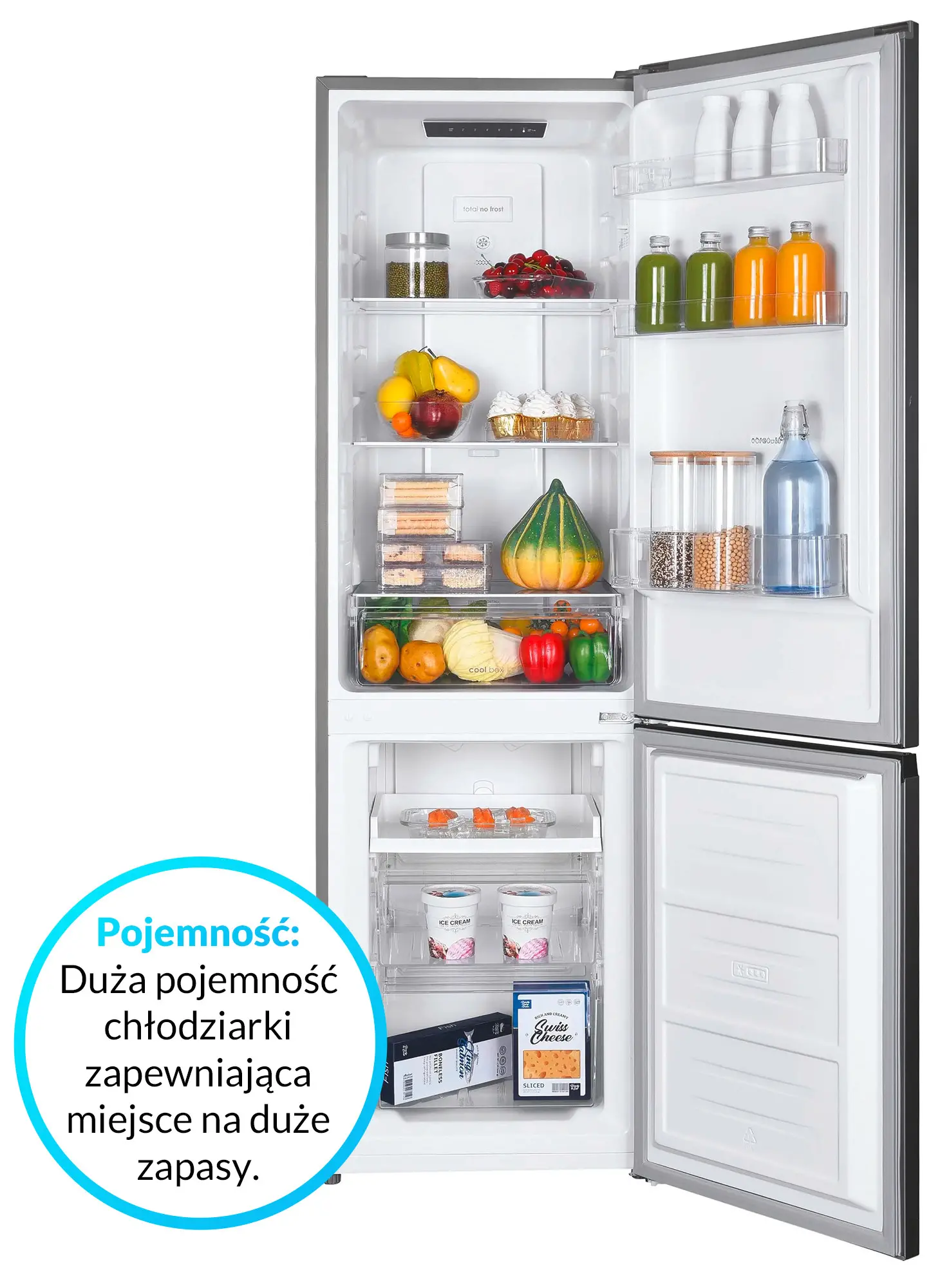 Lodówka Candy CCH1T518EX Pełny No Frost 180cm Inox