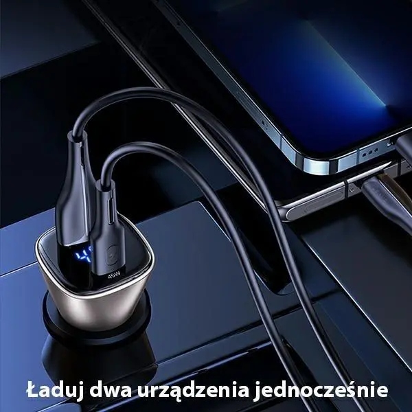 Ładowarka samochodowa USAMS C29 2xUSB-A Fast Charge 45W Jasnozłoty