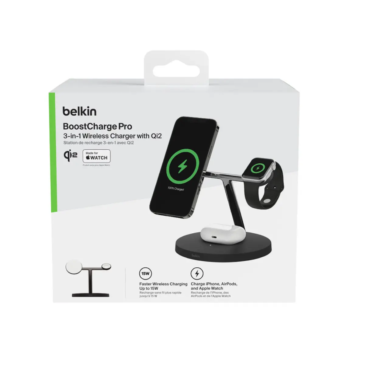 Ładowarka indukcyjna Belkin BOOSTCHARGE 3w1 MagSafe Qi2 15W MFi Czarny