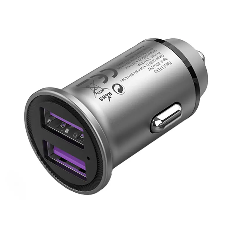 Ładowarka samochodowa Vention 2x USB FFEH0 30W Szary