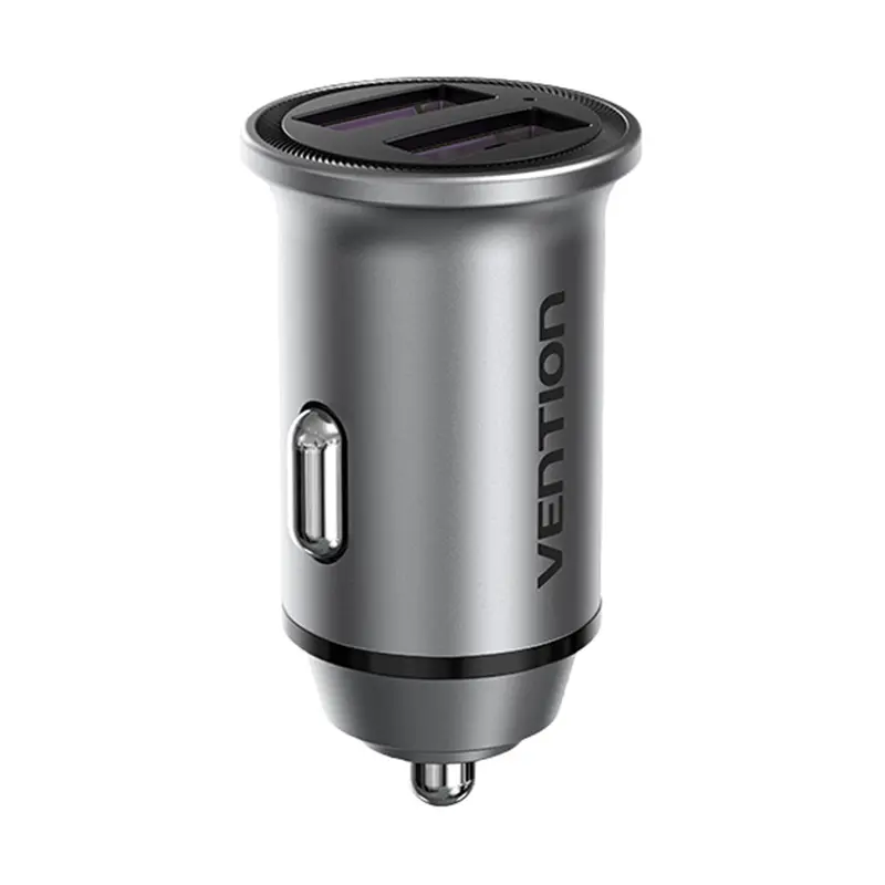 Ładowarka samochodowa Vention 2x USB FFEH0 30W Szary