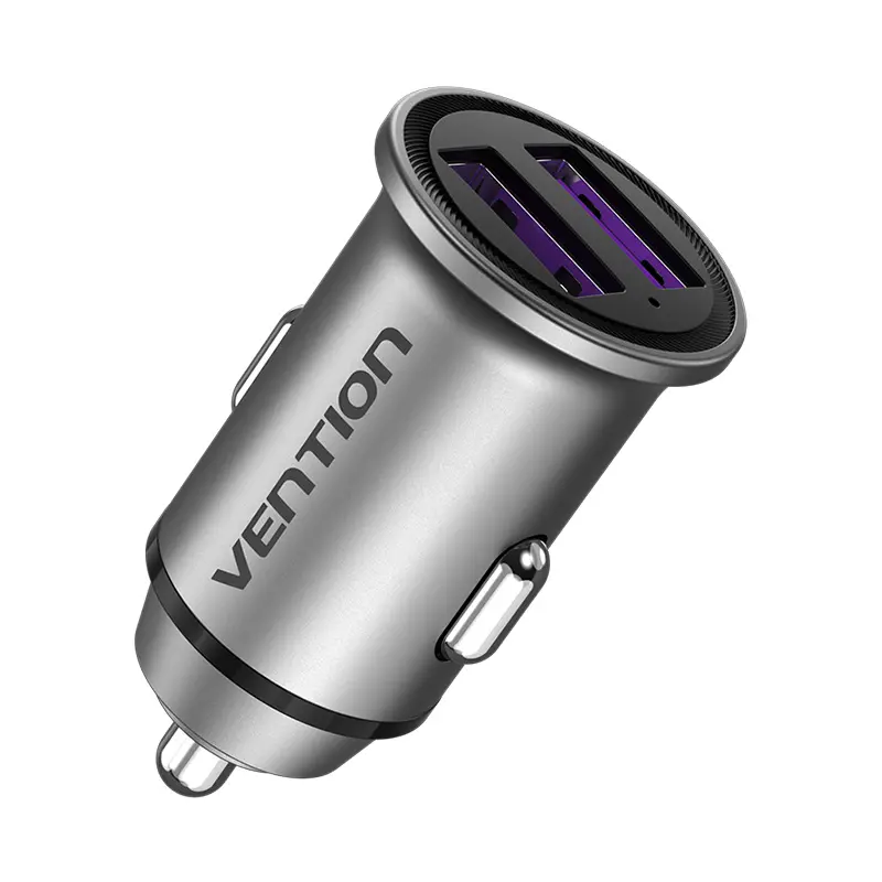 Ładowarka samochodowa Vention 2x USB FFEH0 30W Szary