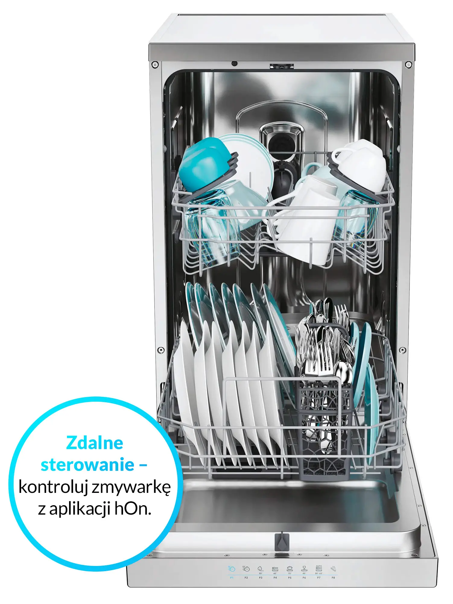 Zmywarka Candy RapidO CF0C7SB0FX 44,8cm Automatyczne otwieranie drzwi Zdalne sterowanie