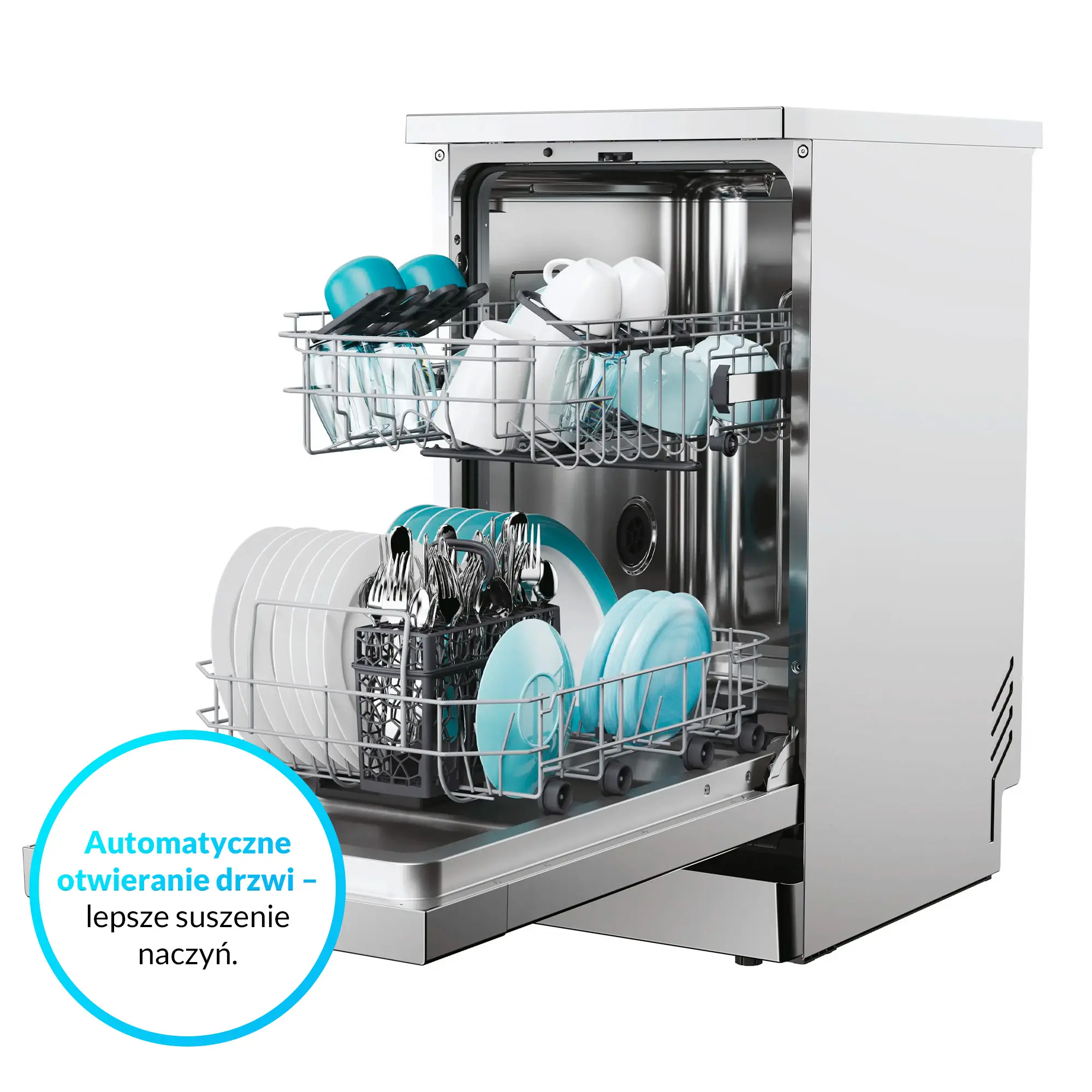 Zmywarka Candy RapidO CF0C7SB0FX 44,8cm Automatyczne otwieranie drzwi Zdalne sterowanie