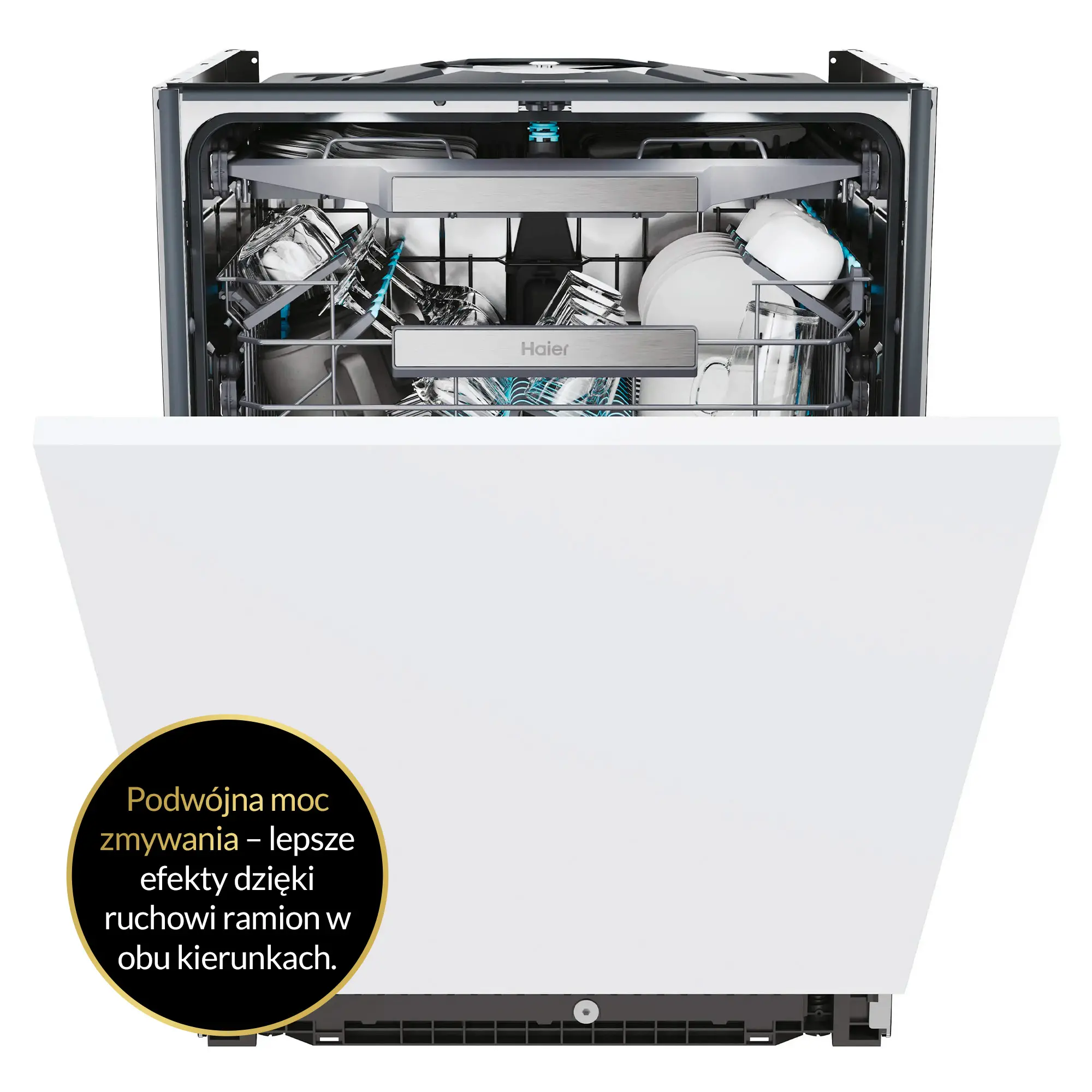 Zmywarka Haier I-Pro Shine Seria 4 XS 6B0M4PDB 59,7cm Automatyczne otwieranie drzwi Szuflada na sztućce Zdalne sterowanie