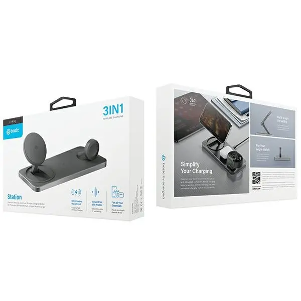 Ładowarka indukcyjna Energea GoMag Station 3w1 15W Fast Charging MagSafe Czarny