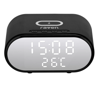 Budzik Raven EBUD001 z ładowarką indukcyjną Czarny