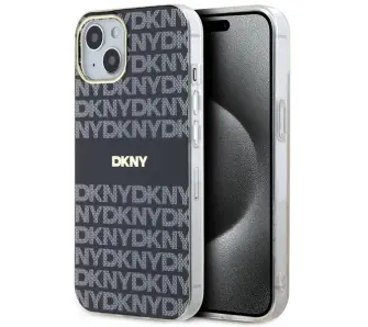 Etui DKNY IML Mono & Stripe MagSafe do iPhone 15 Czarny