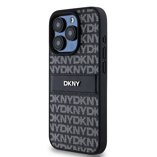 Etui DKNY Hardcase Leather Mono Stripe & Metal Logo do iPhone 15 Pro Max Czarny