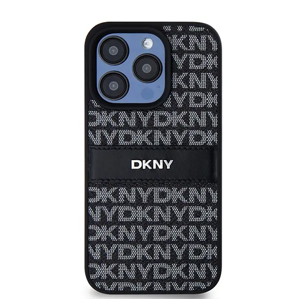 Etui DKNY Hardcase Leather Mono Stripe & Metal Logo do iPhone 15 Pro Max Czarny