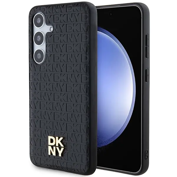 Etui DKNY Leather Pattern Metal Logo MagSafe Samsung Galaxy S24 Czarny