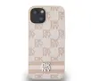 Etui DKNY Leather Checkered Mono Pattern & Printed Stripes do iPhone 15 Różowy