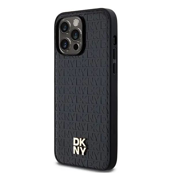 Etui DKNY Hardcase Leather Pattern Metal Logo MagSafe DKHMP14LPSHRPSK do iPhone 14 Pro Czarny