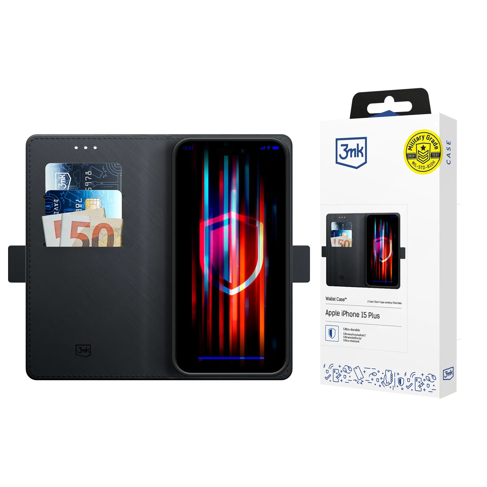 3mk Wallet Case do iPhone 15 Plus Czarny
