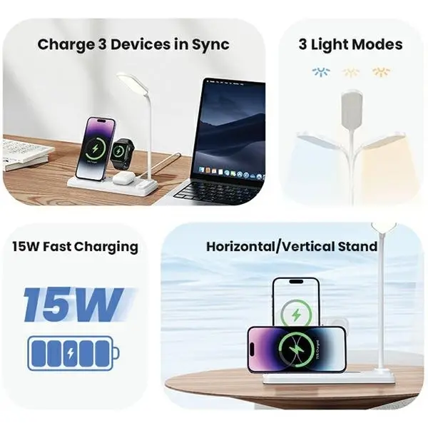 Ładowarka indukcyjna USAMS CD195WXC01 4w1 15W Biały