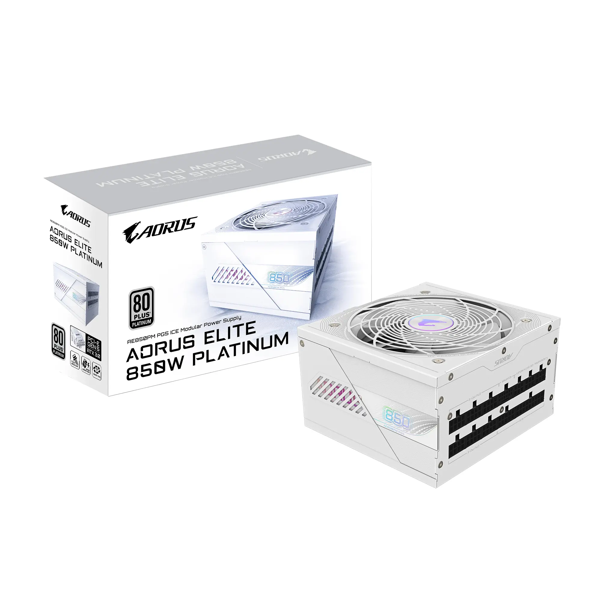 Zasilacz Gigabyte GP-AE850PM PG5 ICE 850W PCIE5.0 120mm 80+Platinum Biały
