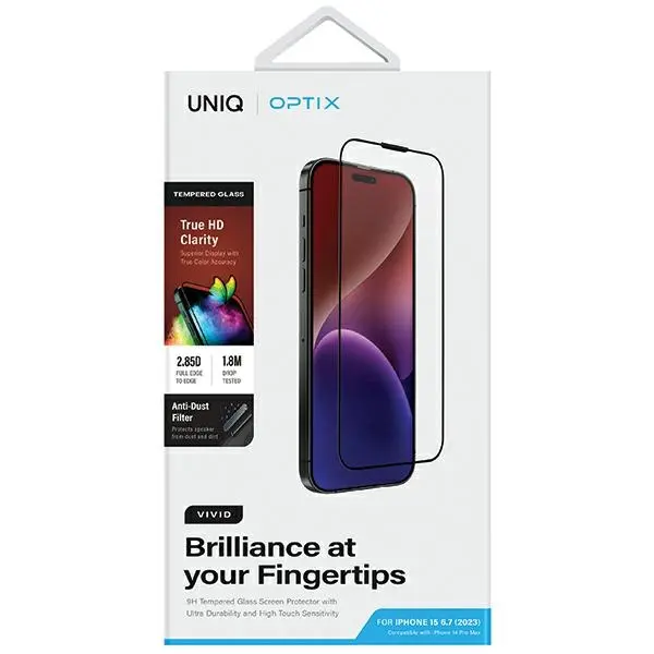Szkło hartowane UNIQ Optix Vivid do iPhone 15 Plus/14 Pro Max