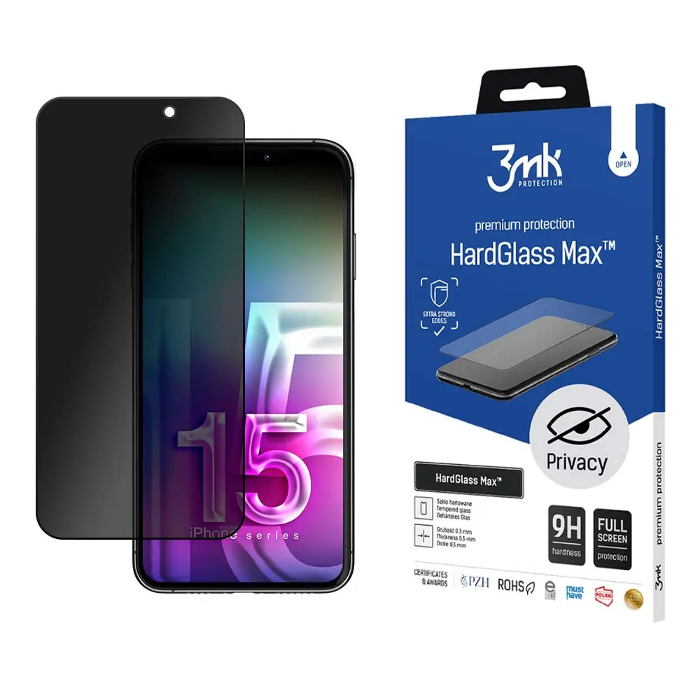 Szkło hartowane 3mk HardGlass Max Privacy do iPhone15 Plus