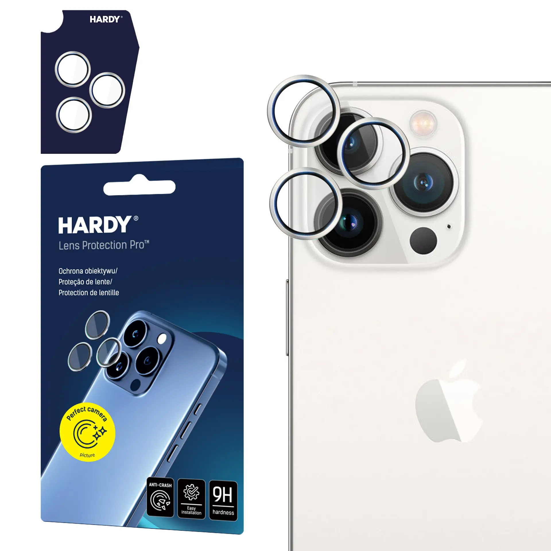 Szkło hartowane 3mk Hardy Lens Protection Pro White na aparat iPhone 15 Pro Max
