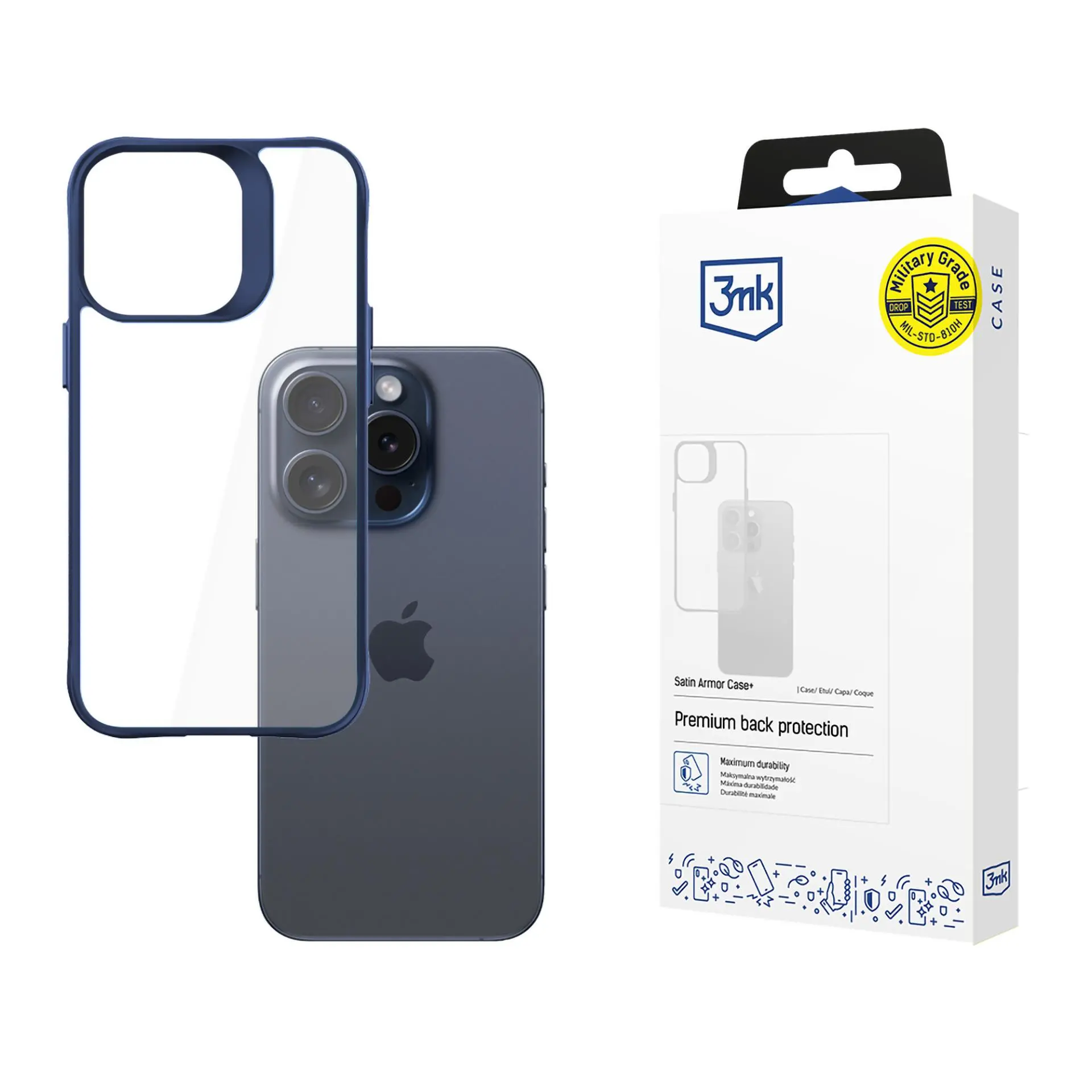 Etui 3mk Satin Armor Case+ do iPhone 15 Pro Max Niebieski