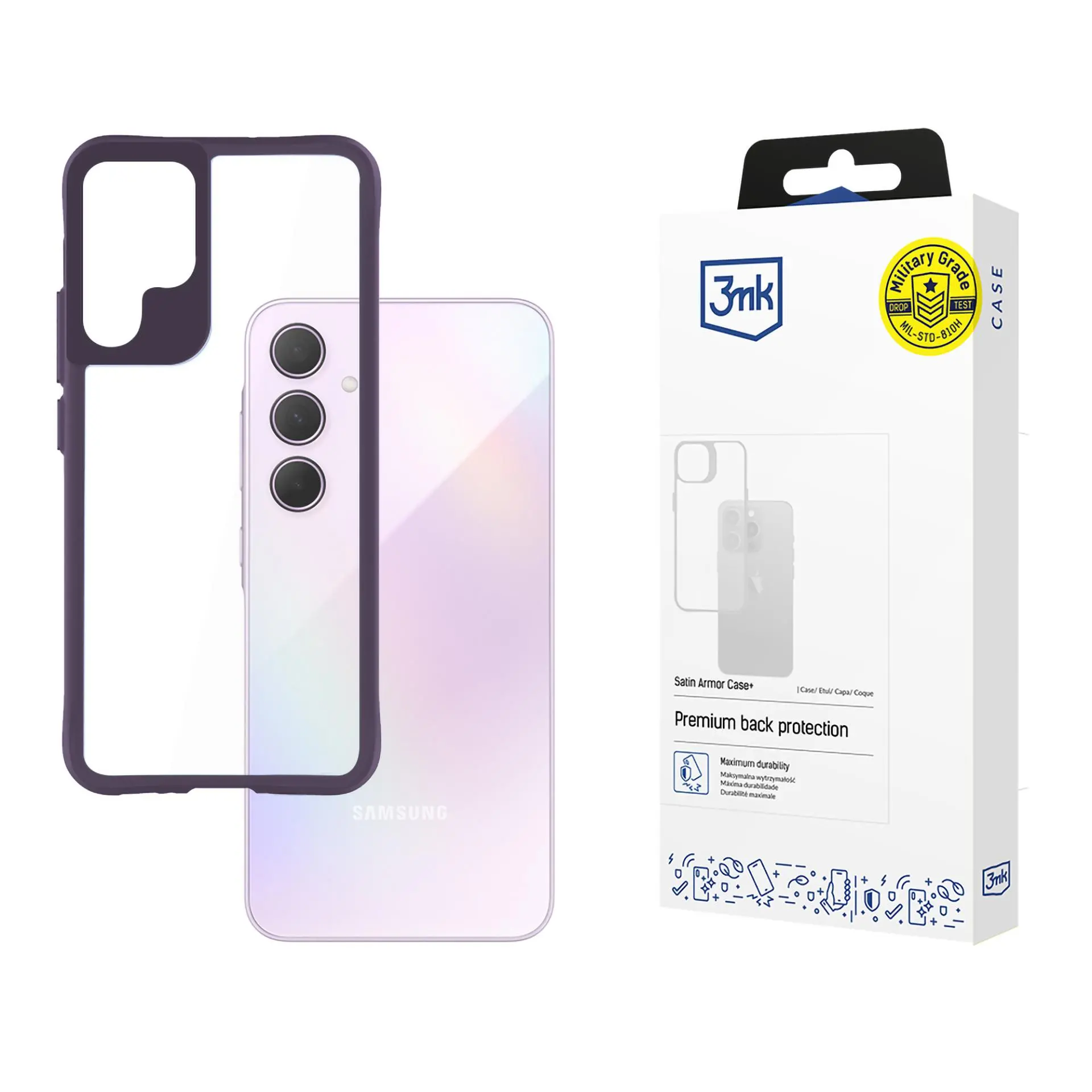 Etui 3mk Satin Armor Case+ do Samsung Galaxy A35 5G Przezroczysty-fioletowy