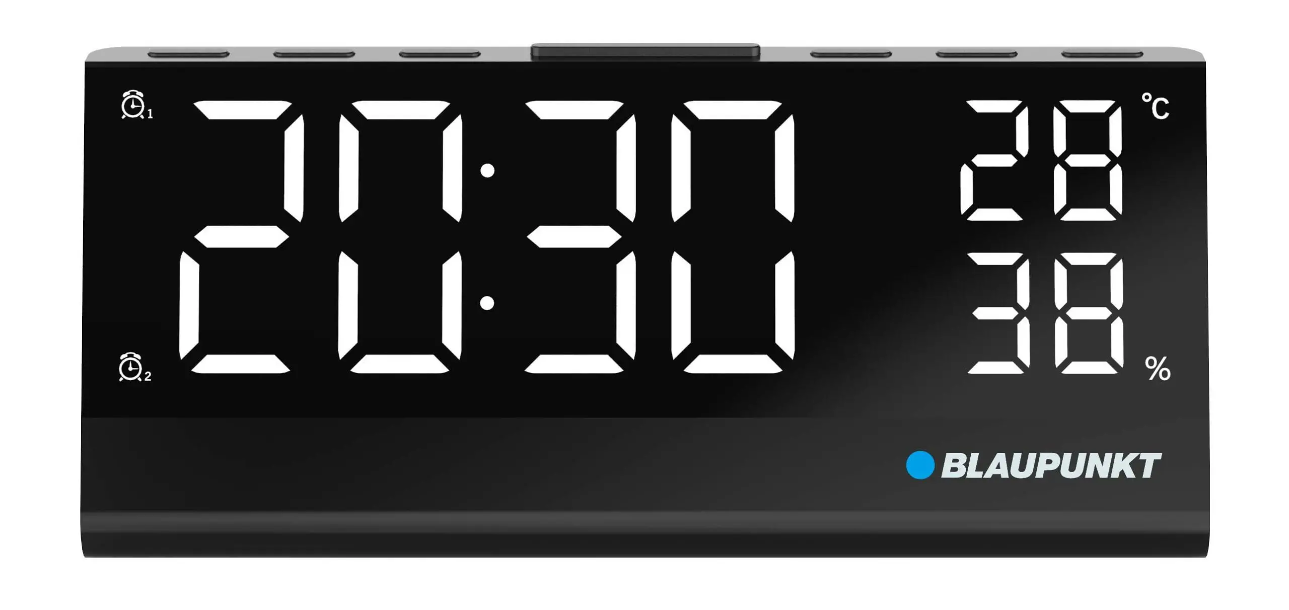 Radiobudzik Blaupunkt CR10ALU z wbudowanym czujnikiem temperatury i wilgotności Czarny