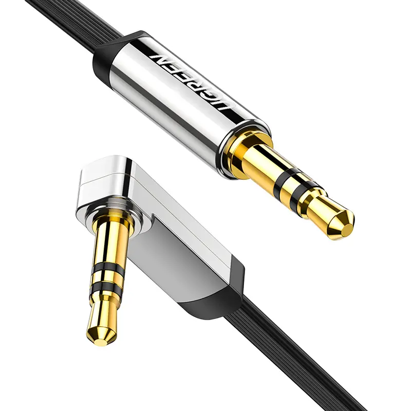 Kabel telefoniczny UGREEN AV119 Kątowy mini jack 3,5 mm AUX  0,5m Czarny