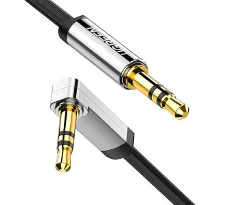 Kabel telefoniczny UGREEN AV119 Kątowy mini jack 3,5 mm AUX  0,5m Czarny