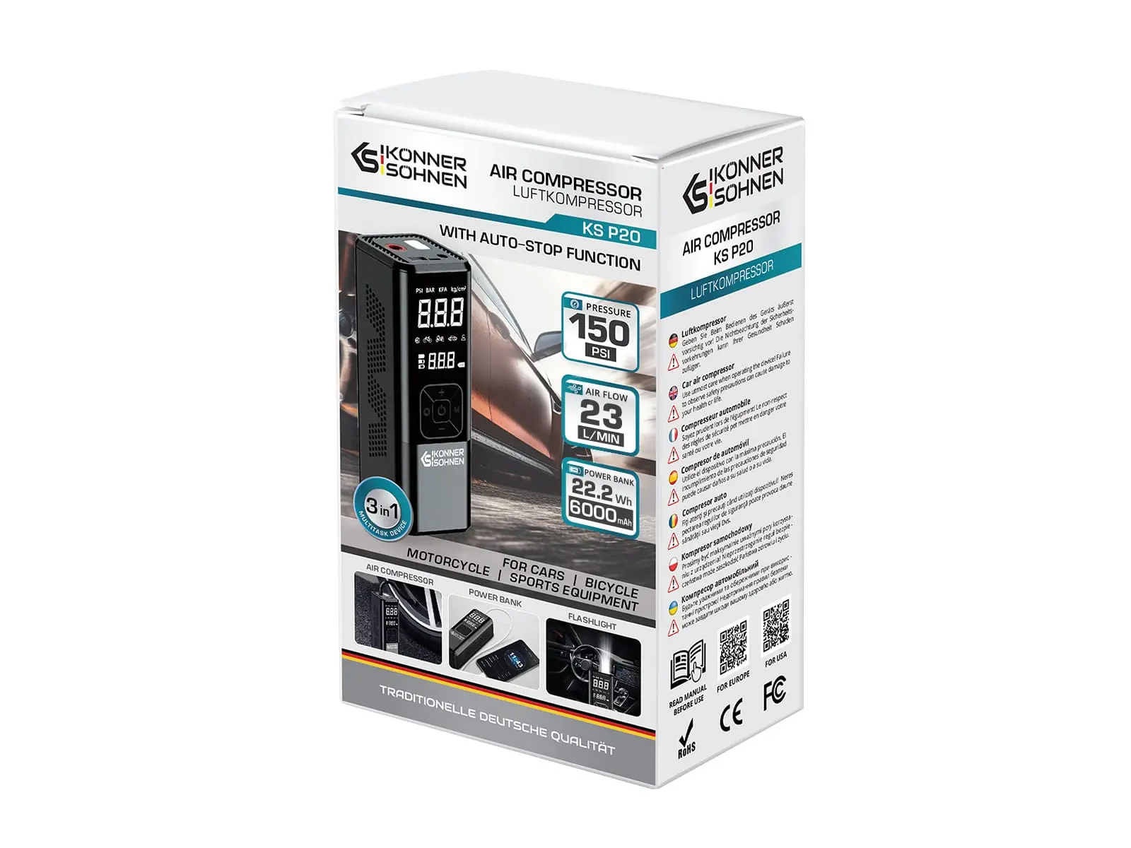 Powerbank Konner & Sohnen KS P20 Kompresor 6000mAh 10W Czarny