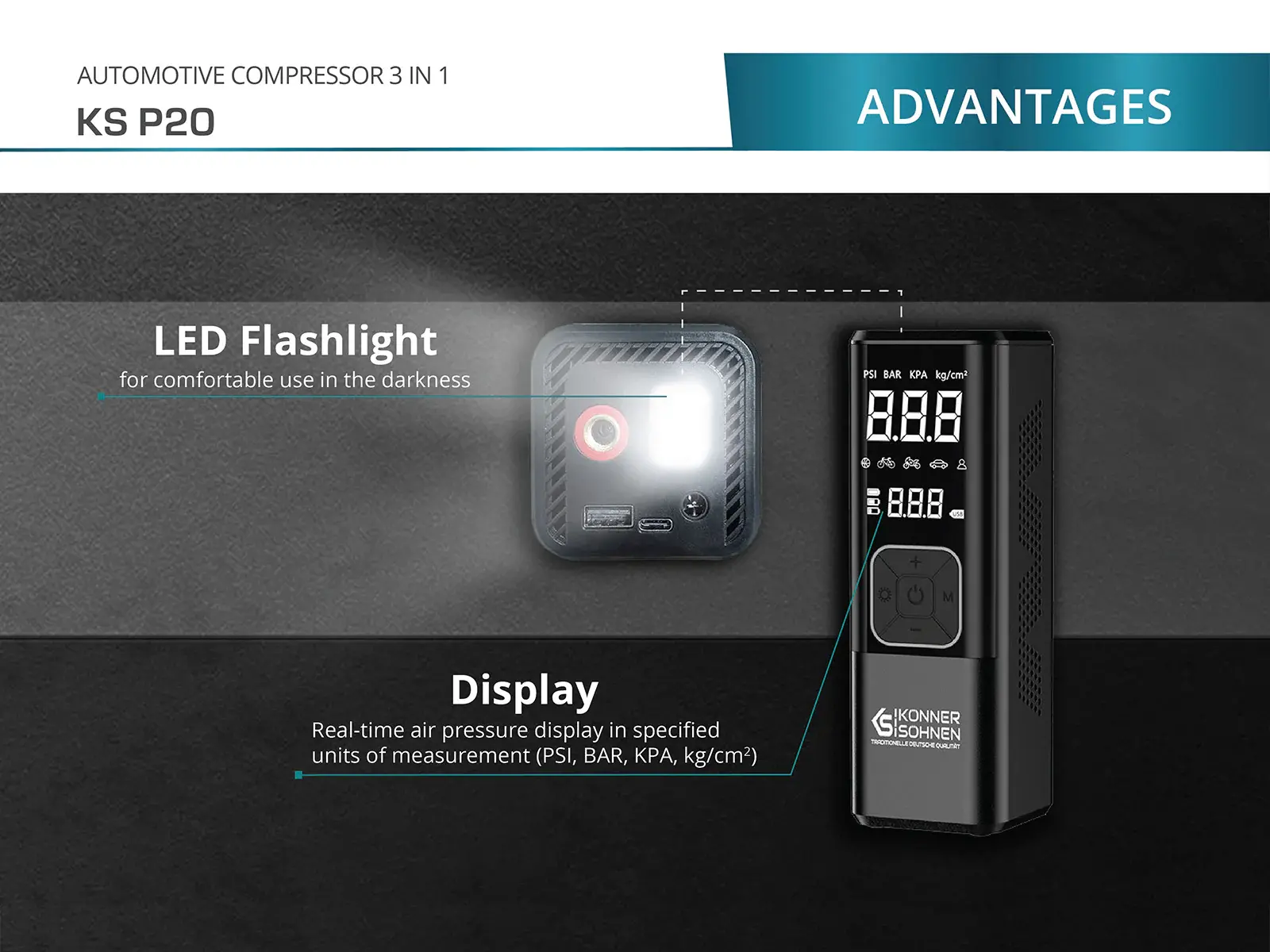 Powerbank Konner & Sohnen KS P20 Kompresor 6000mAh 10W Czarny