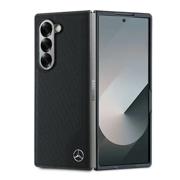 Etui Mercedes-Benz Leather Wood MagSafe do Galaxy Z Fold 6 Czarny