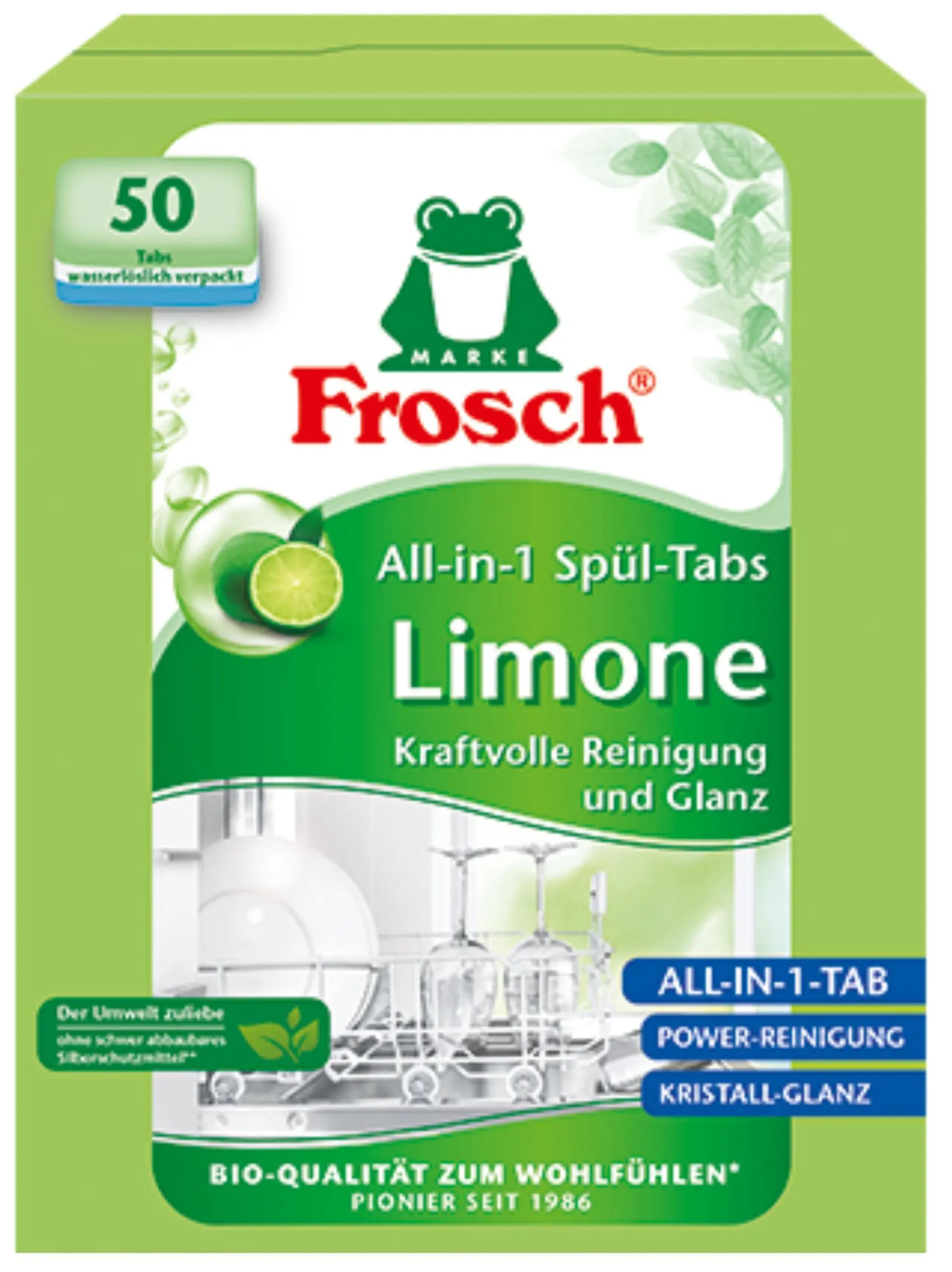 Tabletki do zmywarki Frosch All in 1 limonkowe 50szt