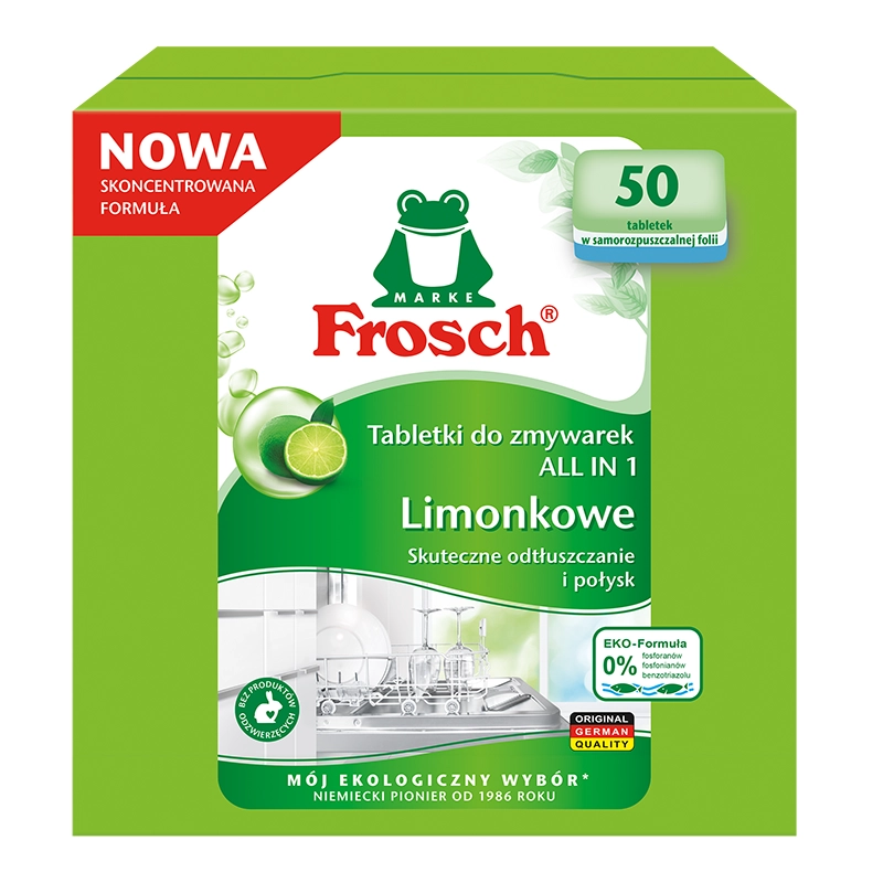 Tabletki do zmywarki Frosch All in 1 limonkowe 50szt