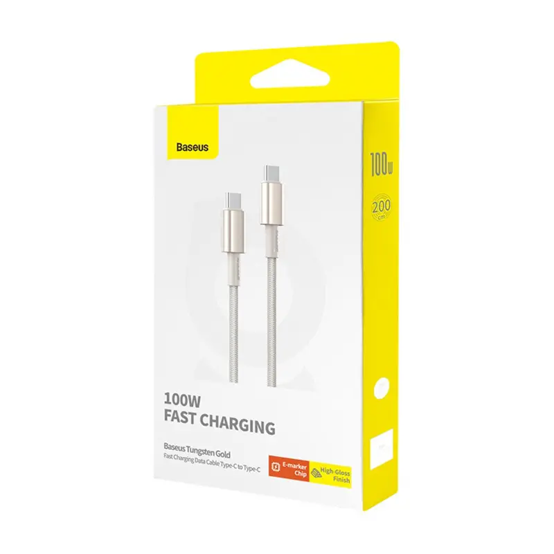 Kabel Baseus USB-C do USB-C Tungsten Gold 100W 2m Złoty