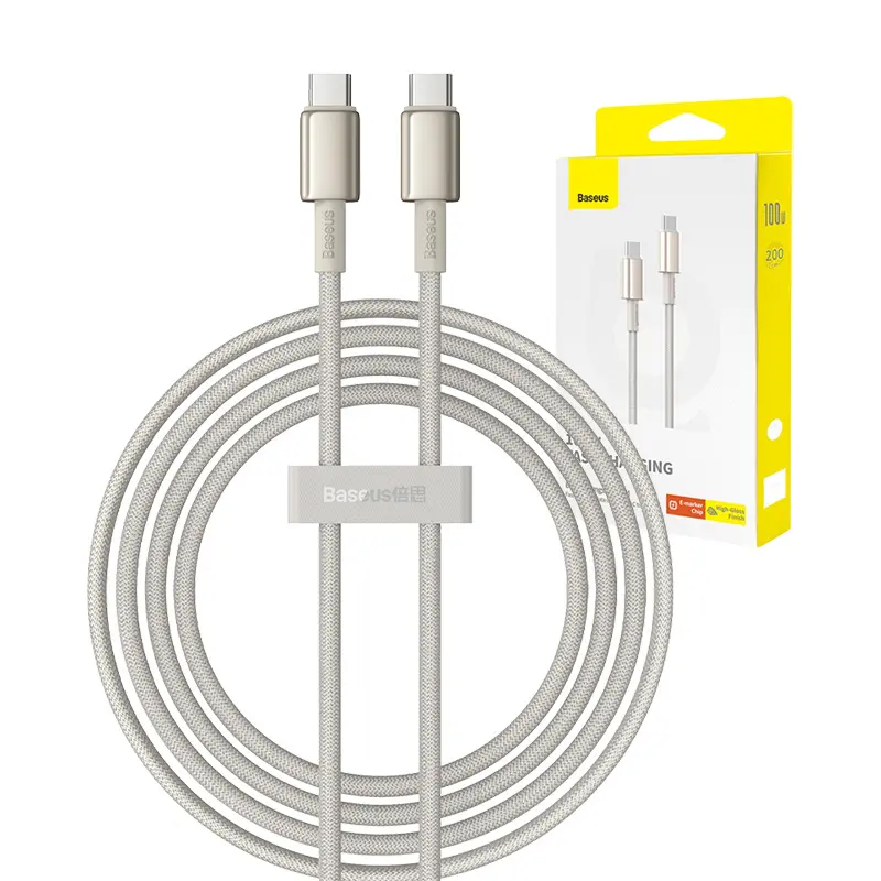 Kabel Baseus USB-C do USB-C Tungsten Gold 100W 2m Złoty