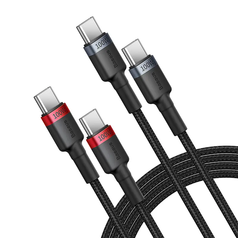 Kabel Baseus Cafule USB-C do USB-C 100W 2m 2szt Czerwono-czarny Szaro-czarny