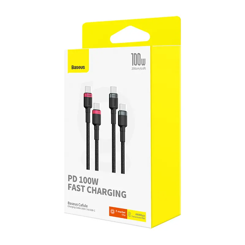 Kabel Baseus Cafule USB-C do USB-C 100W 2m 2szt Czerwono-czarny Szaro-czarny
