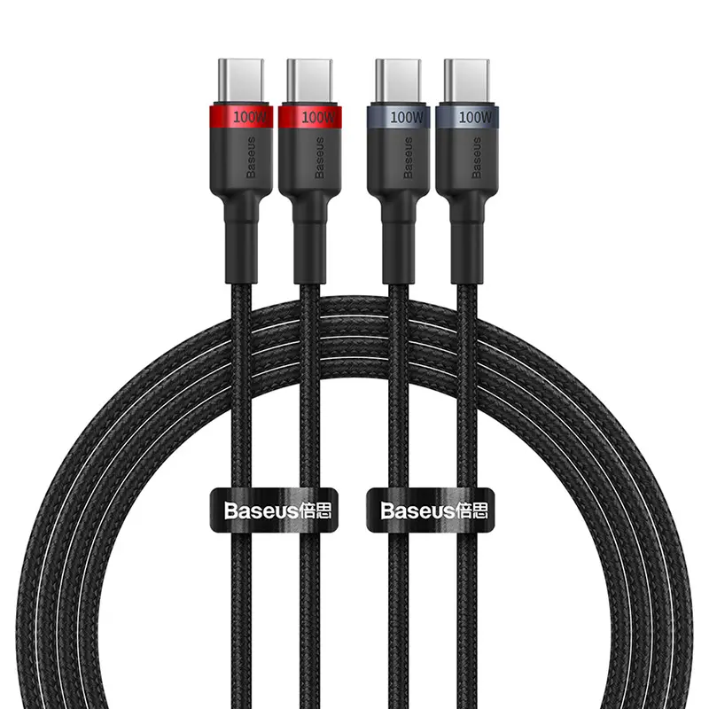 Kabel Baseus Cafule USB-C do USB-C 100W 2m 2szt Czerwono-czarny Szaro-czarny